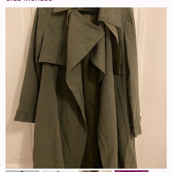 NWOT Club Monaco Olive Soft Trench Coat size XS - Picture 10 of 14